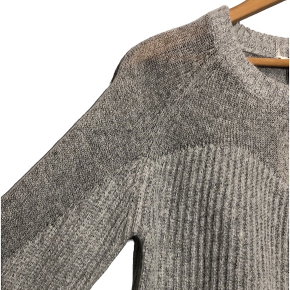 THML | Women’s Grey Ribbed Mixed Knit Bell Sleeve Chunky Sweater size Medium NEW - Picture 3 of 11